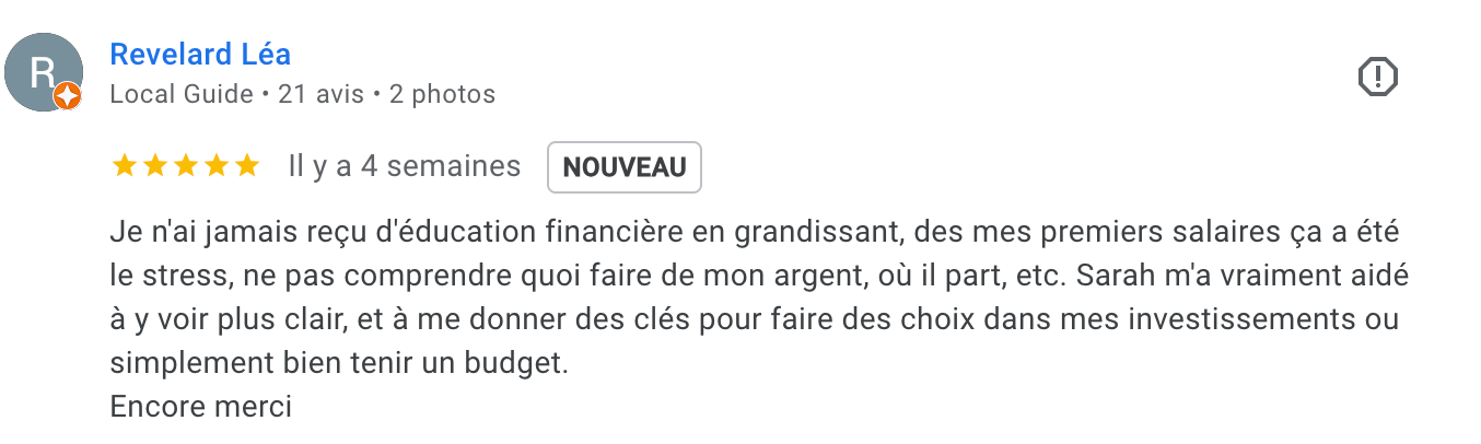 Avis Revelard Léa — 5 étoiles Google